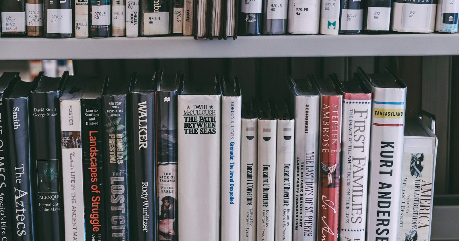 Open textbook on a library table
