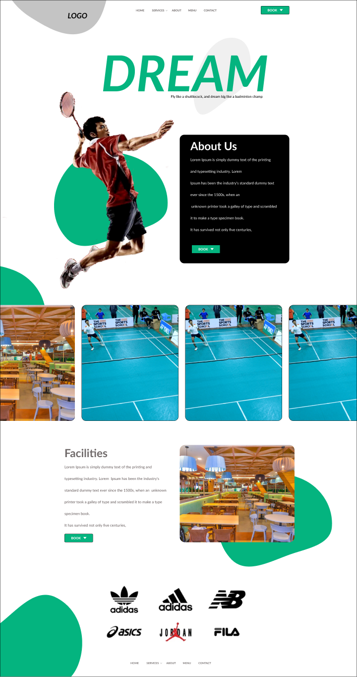 Badminton Design Website Template Figma