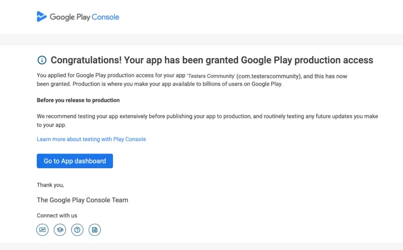 Closed testing: 12 testers opted in for 14 continuous days