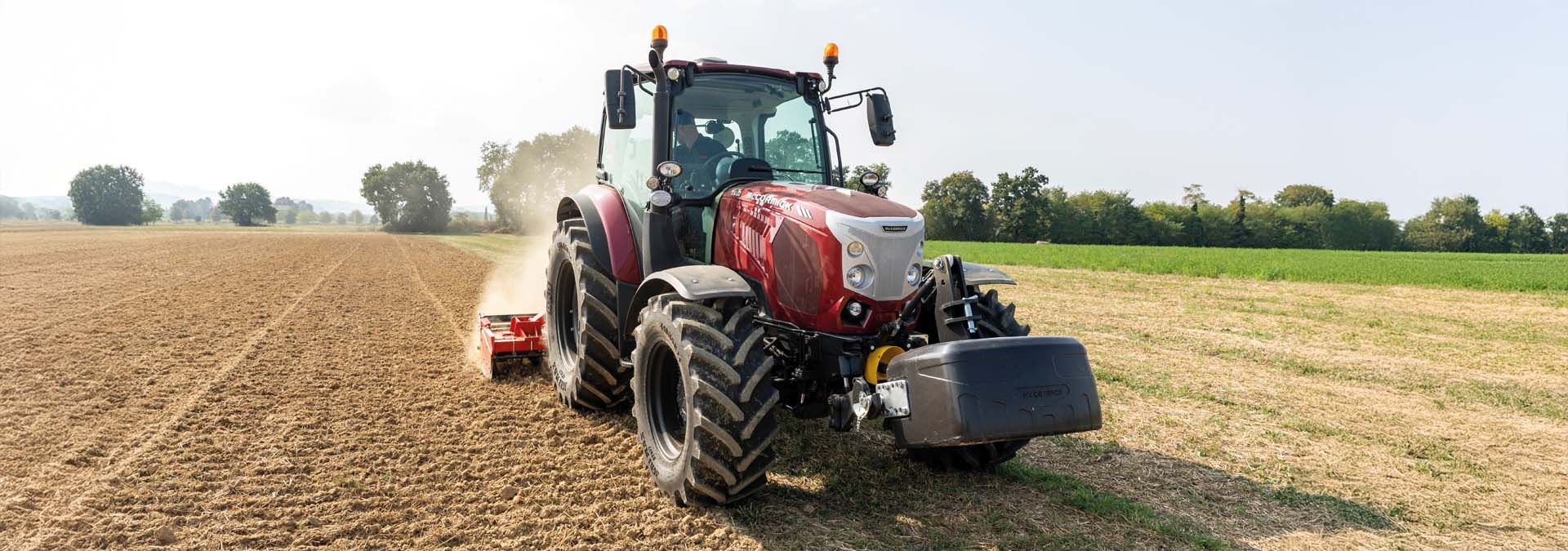 McCormick X5 working with a power harrow