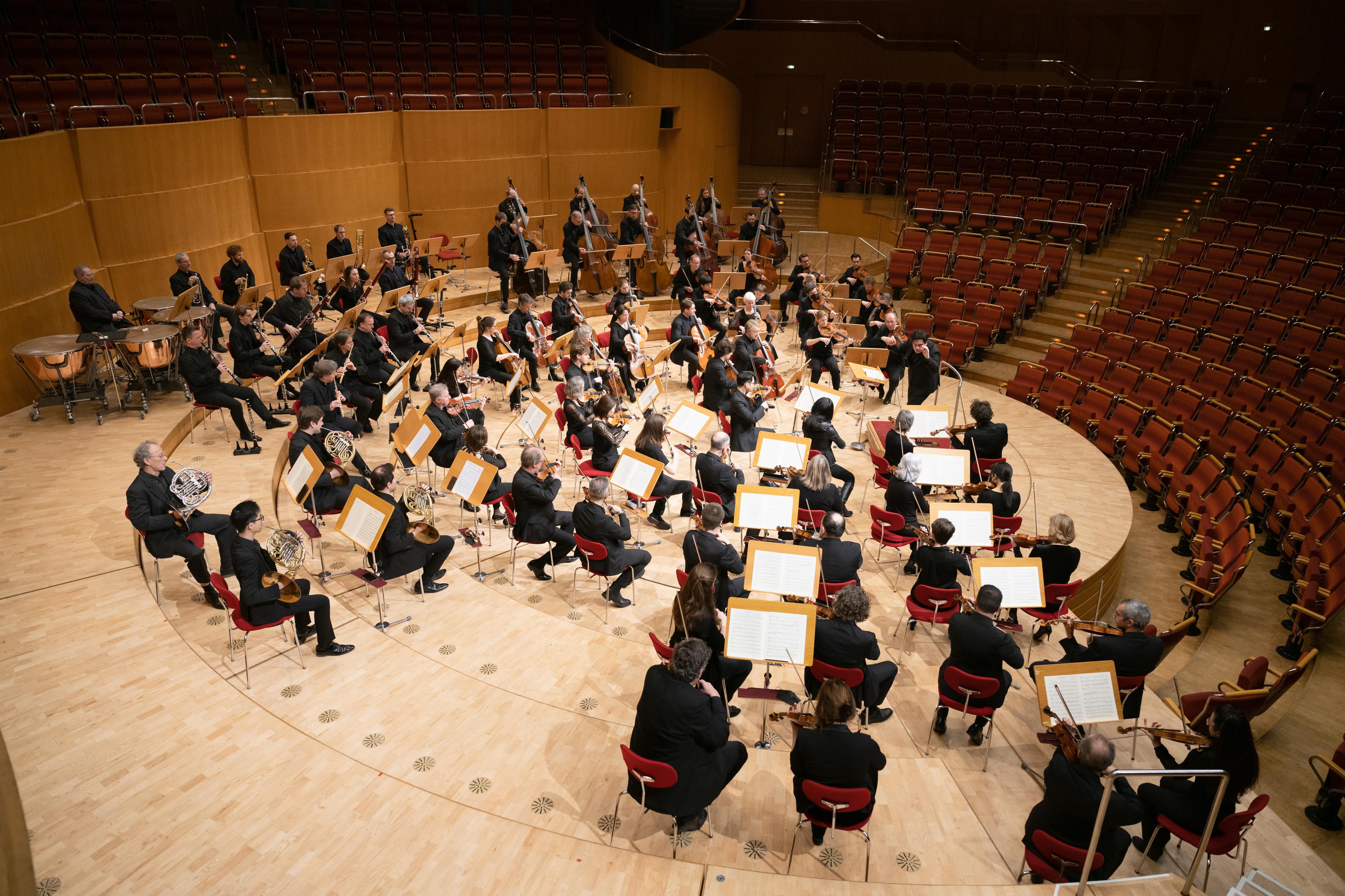 An image of the WDR Sinfonieorchester from behind 