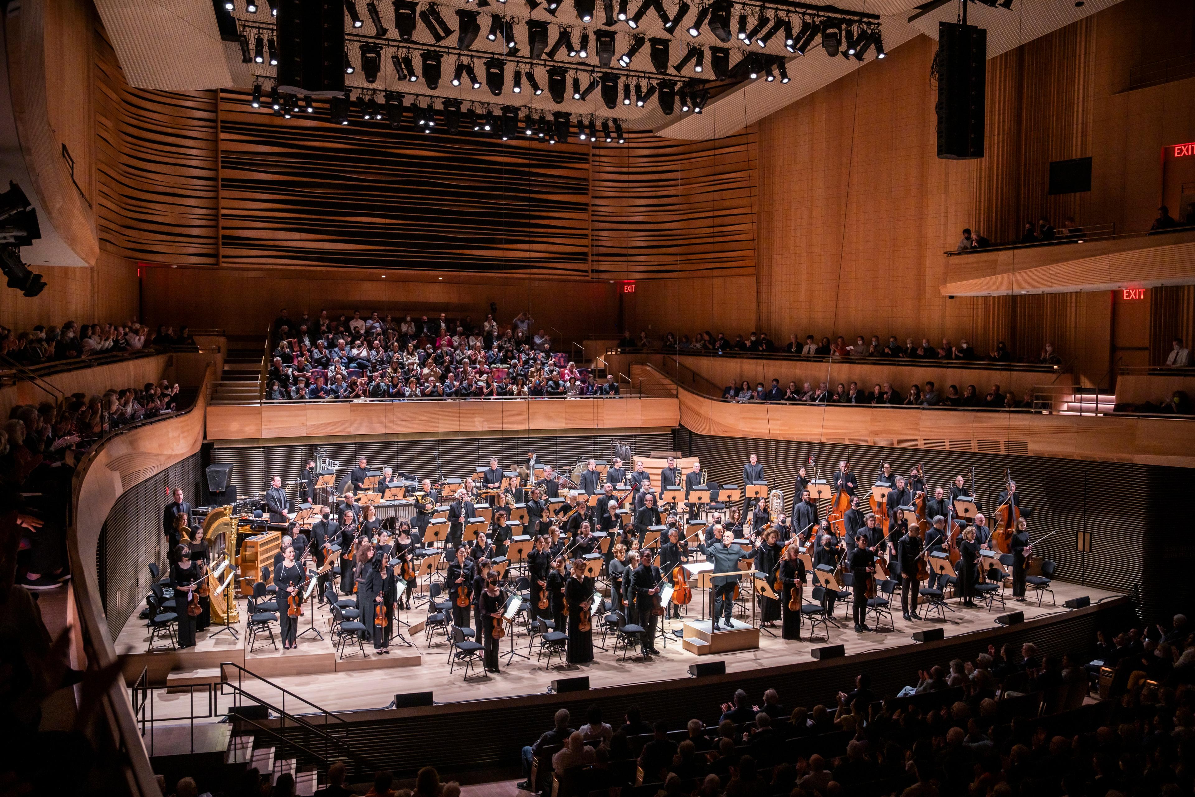 Musicians of the New York Philharmonic on stage