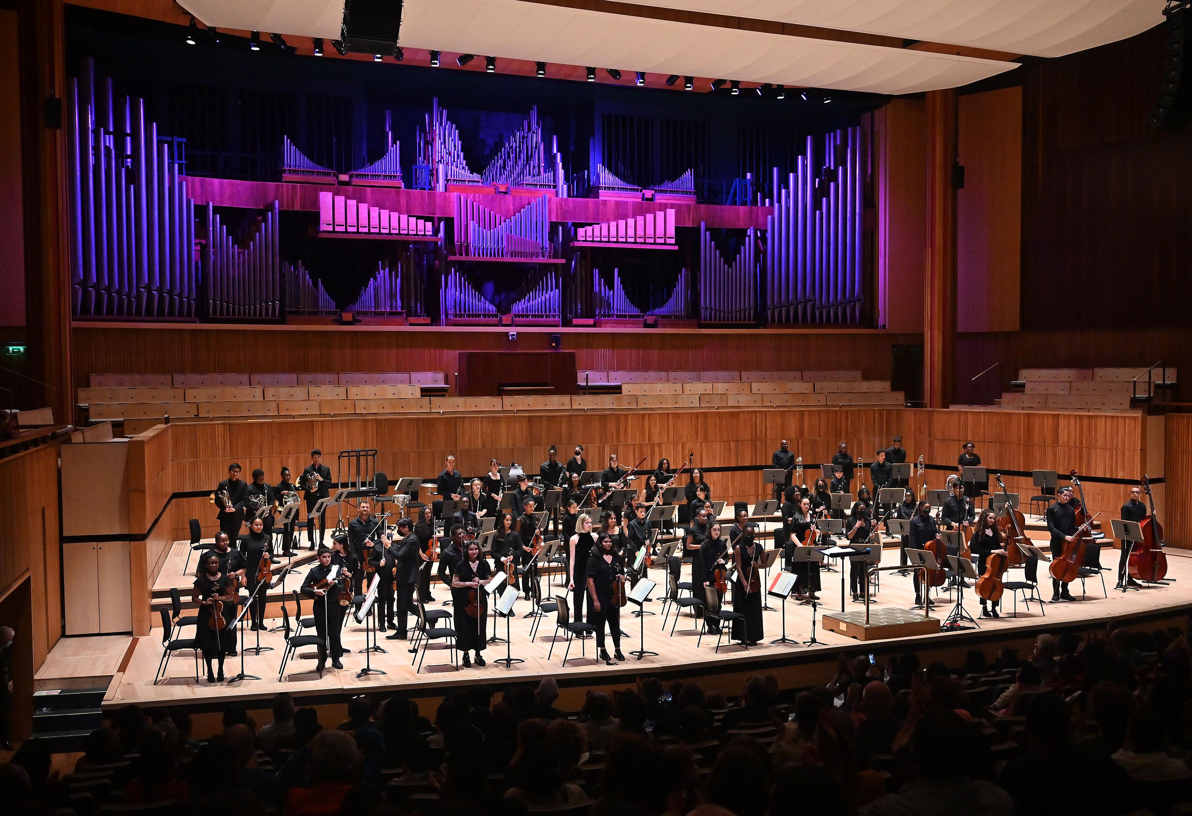 Chineke! Junior Orchestra on stage at the Royal Festival Hall
