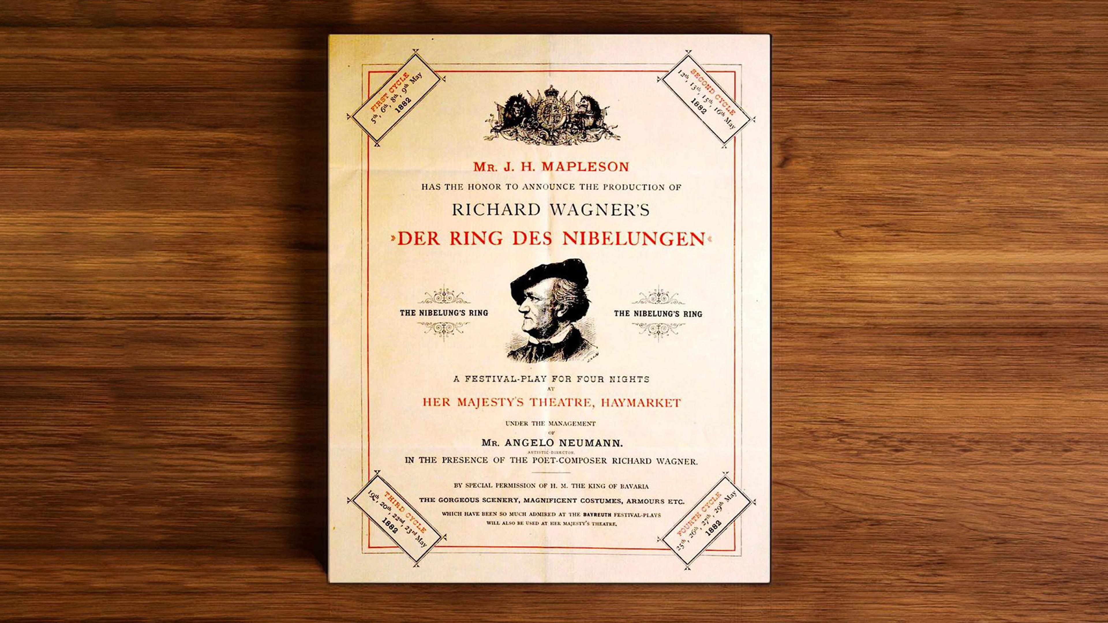 A concert programme from an 1882 performance of Wagner's Ring Cycle
