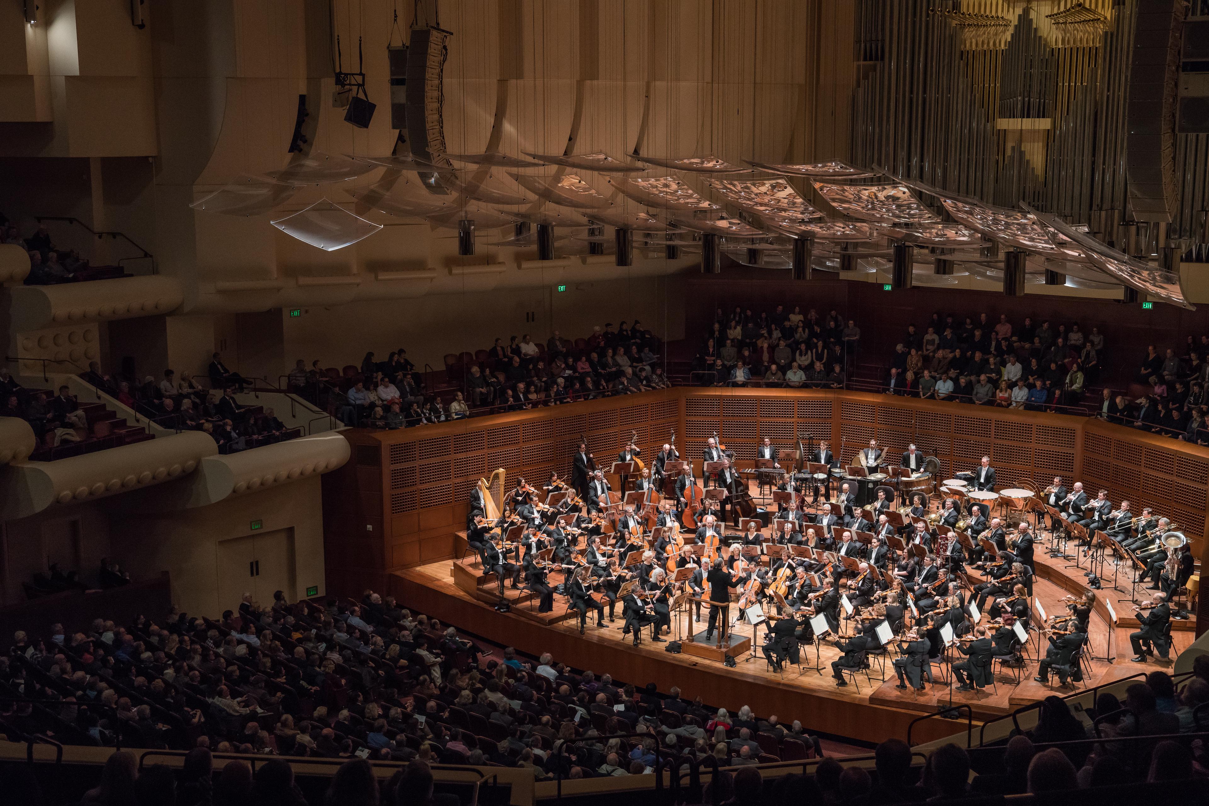 San Francisco Symphony full orchestra on stage