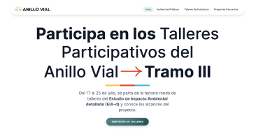 Landing page de Eventos Anillo vial 