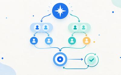 A company priority cascading through a department outcome and individual owner to a KPI and action plan.