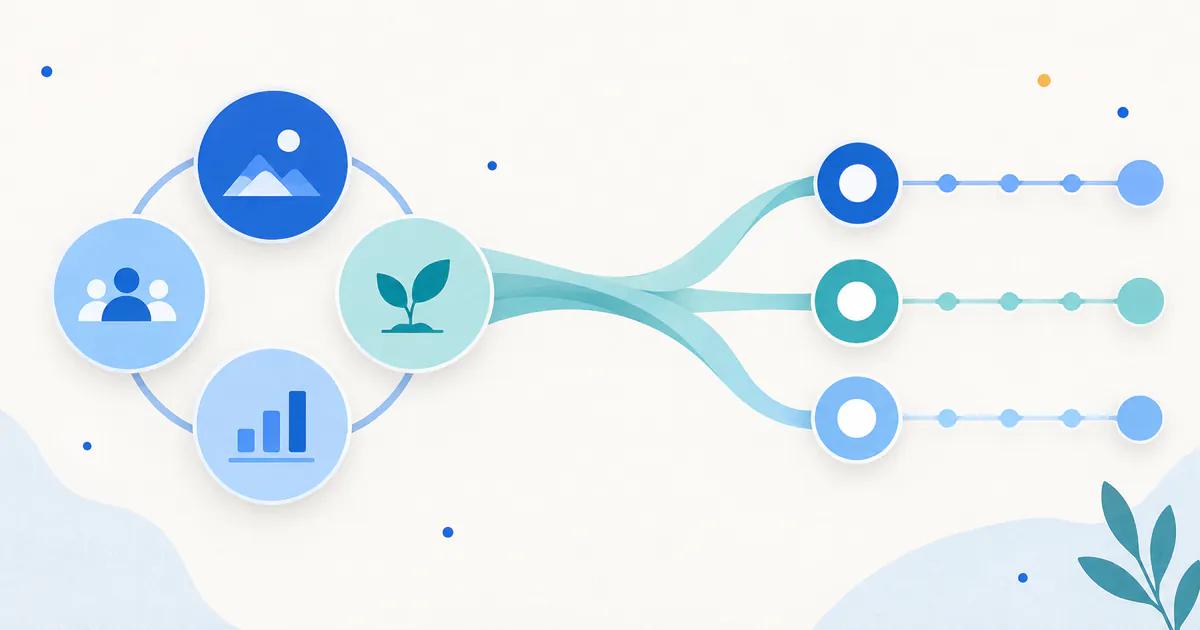A long-term Balanced Scorecard strategy map connected to a shorter quarterly OKR execution track.