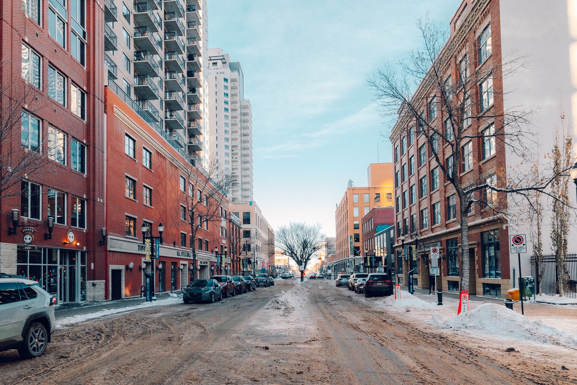 Cars and buildings in downtown Edmonton