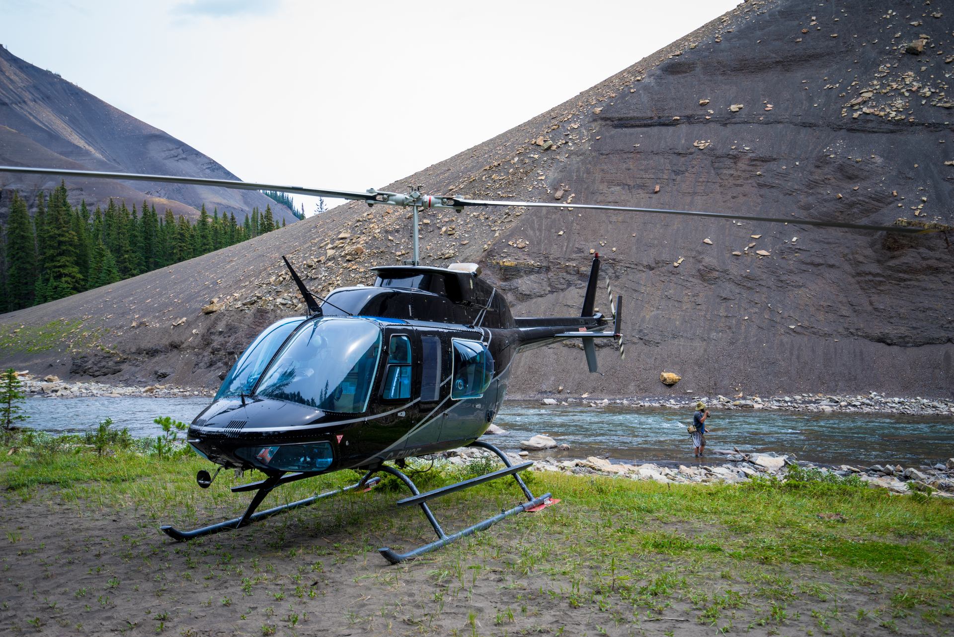 Person heli fishing at Ram Falls Provincial Park