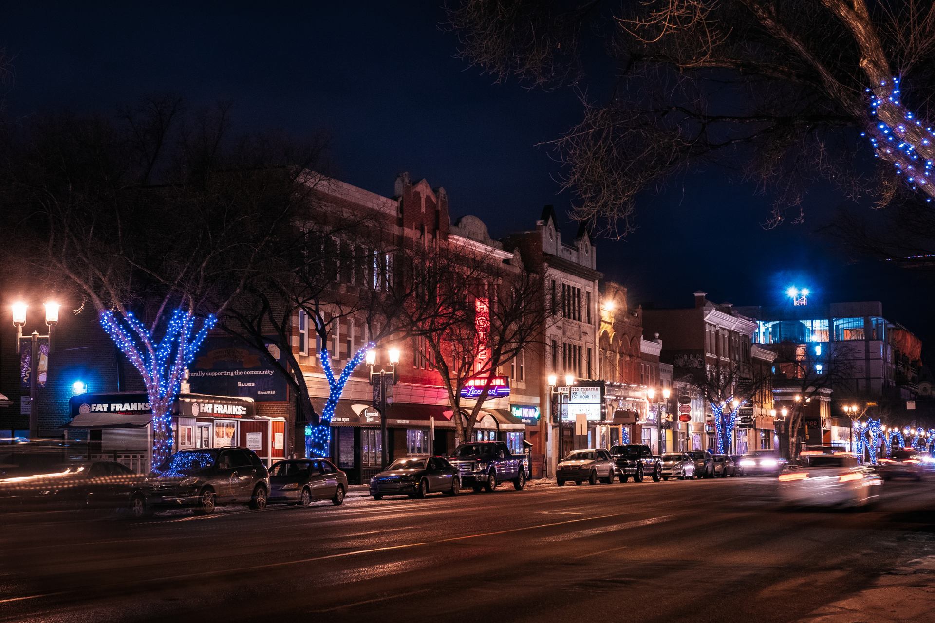 Old Strathcona at night.