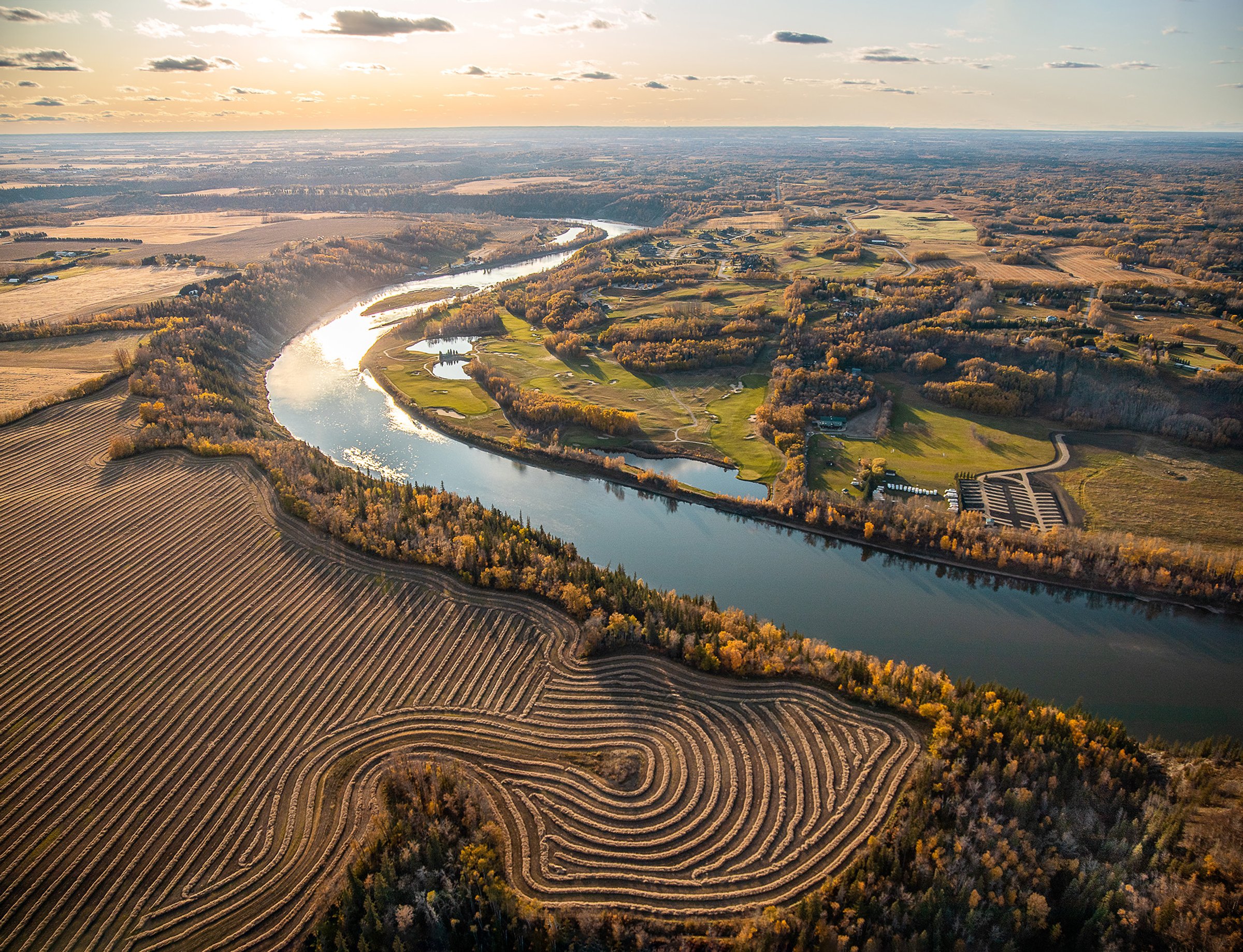 Aerial river in Edmonton, Northern Alberta