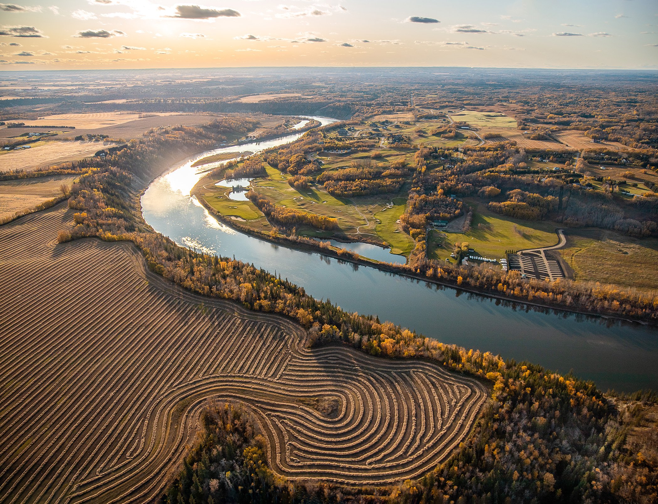 Aerial river in Edmonton, Northern Alberta