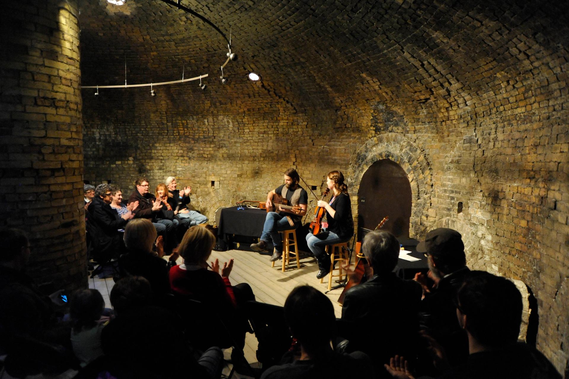 Musicians playing inside the Medalta Beehive Kiln Gallery during the Tongue on the Post Music Festival in Medicine Hat