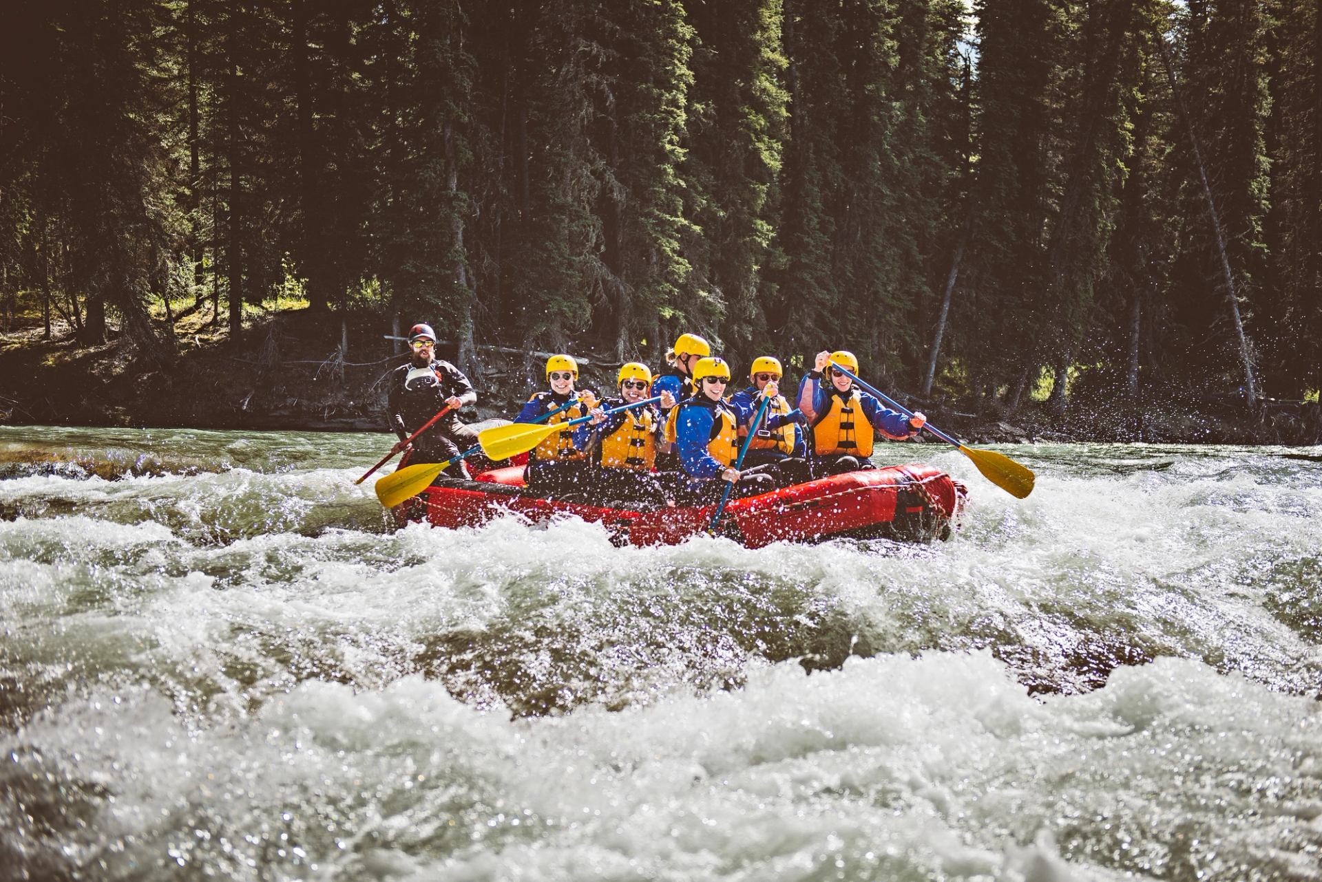 People enjoying a float down the Bow River