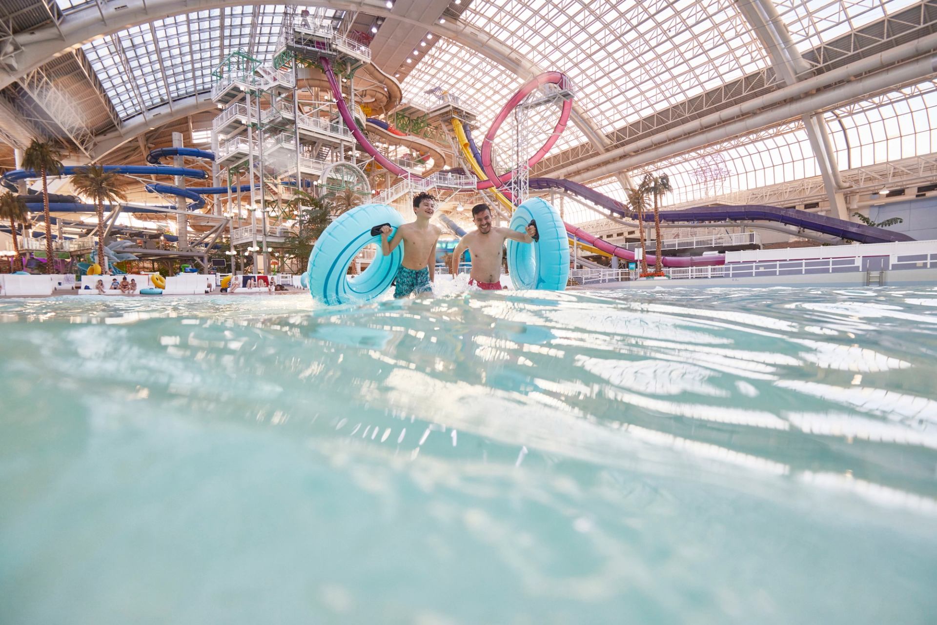 Family enjoying the waterpark at West Edmonton Mall