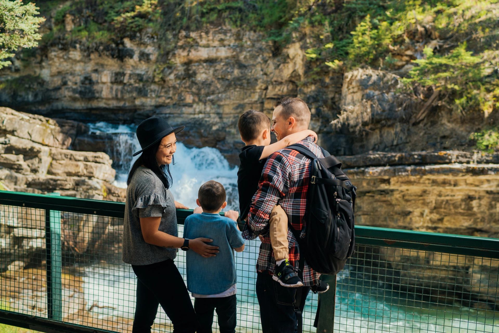 A family at Johnston Canyon