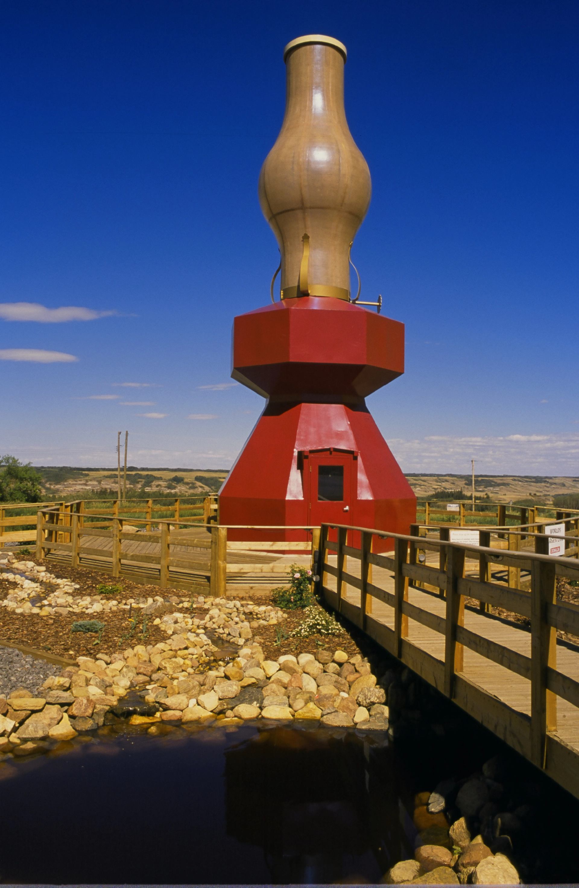 Exterior view of the World’s Largest Oil Lamp in Donalda, Alberta.