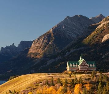 Scenic landscape shot of the Prince of Wales Hotel