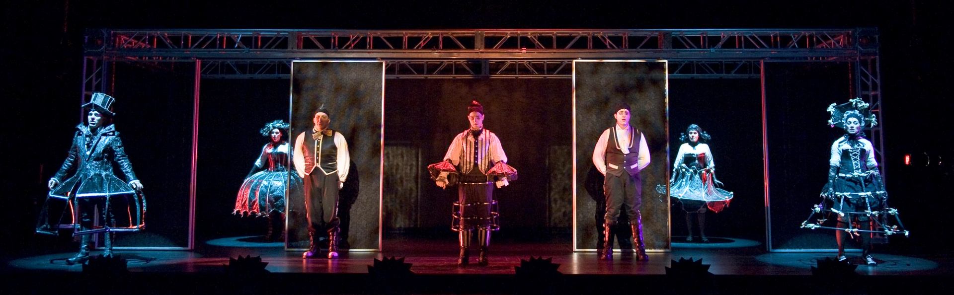 Theatre group performing a play.