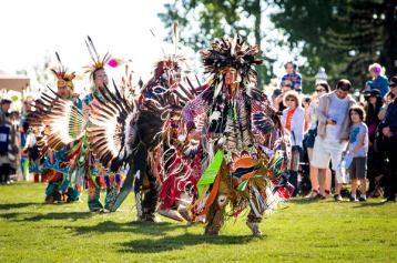 Indigenous dancers at a Pow Wow.