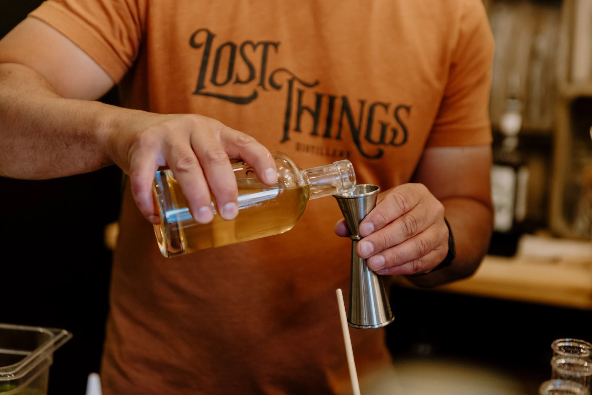 Person measuring liquor