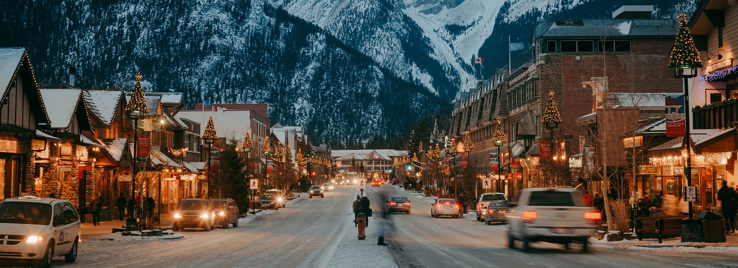 Downtown Banff in winter