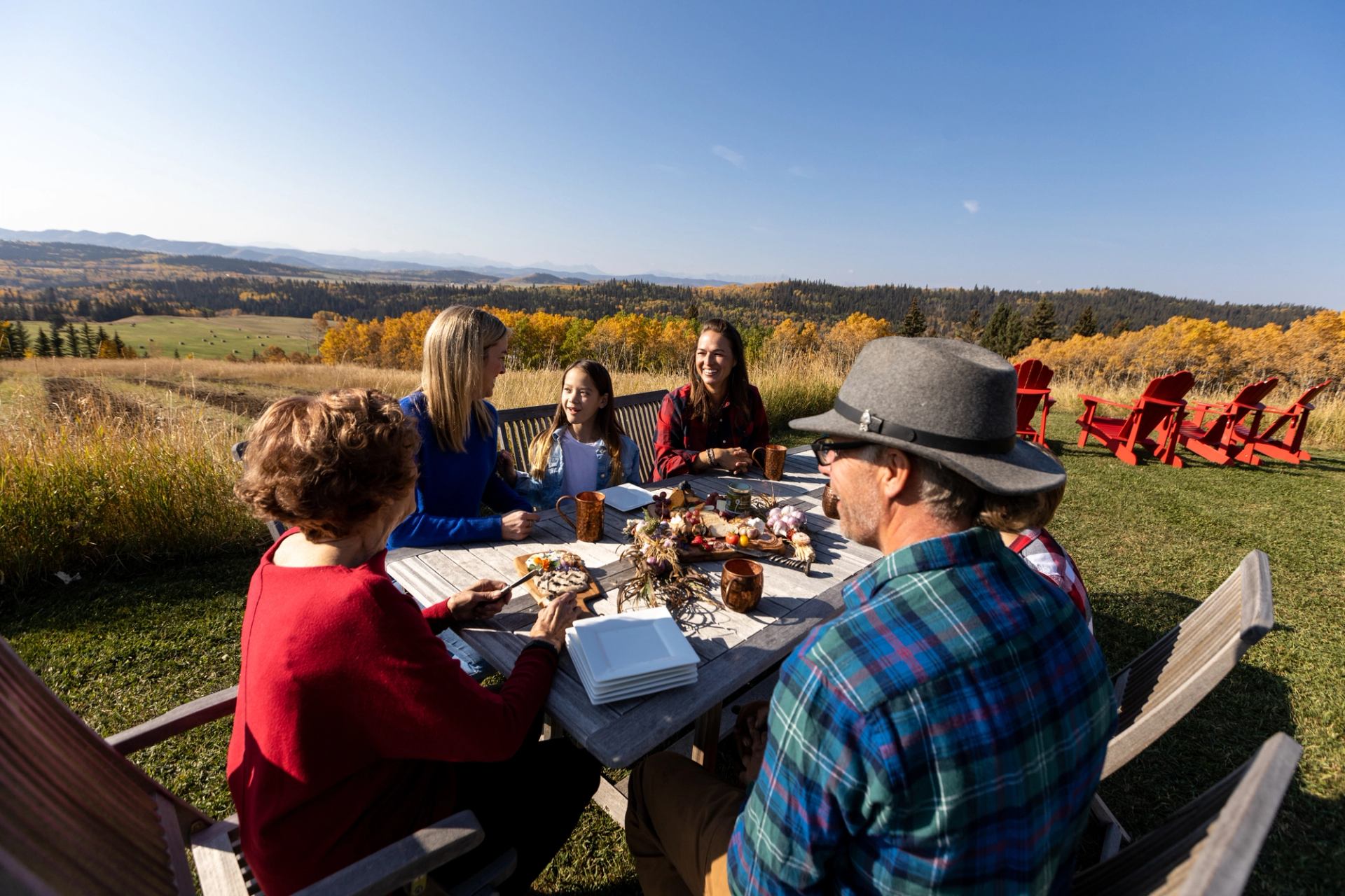 Family having lunch with Forage & Farm