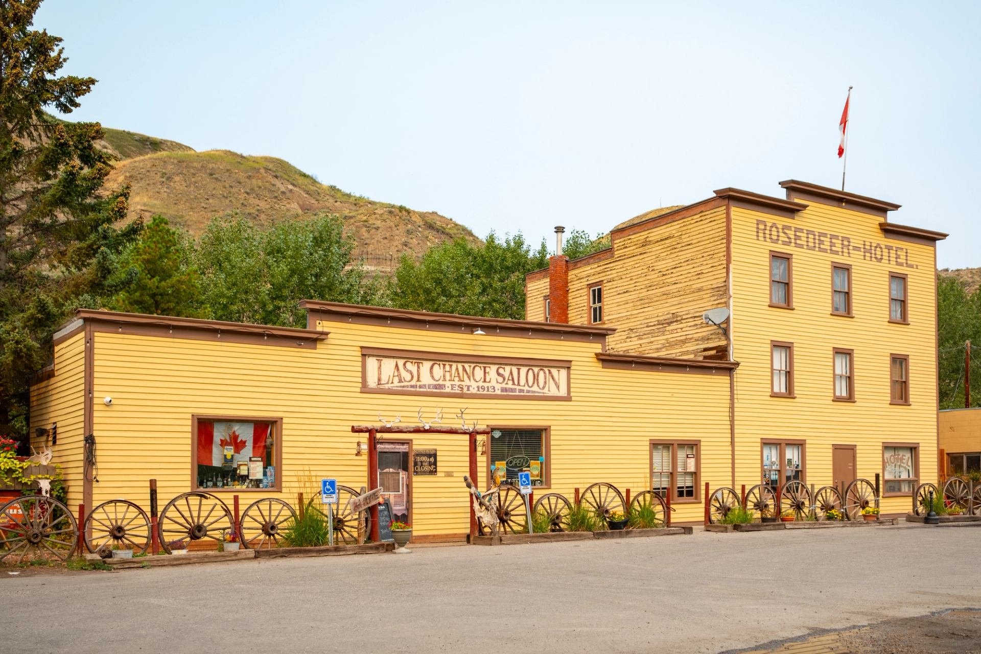 Entrance of the Last Chance Saloon; attached to the Rosedeer Hotel.