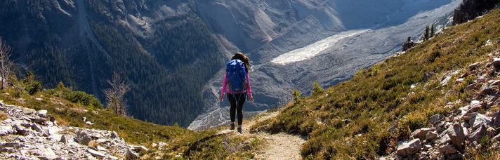 Person hiking in Lake Louise