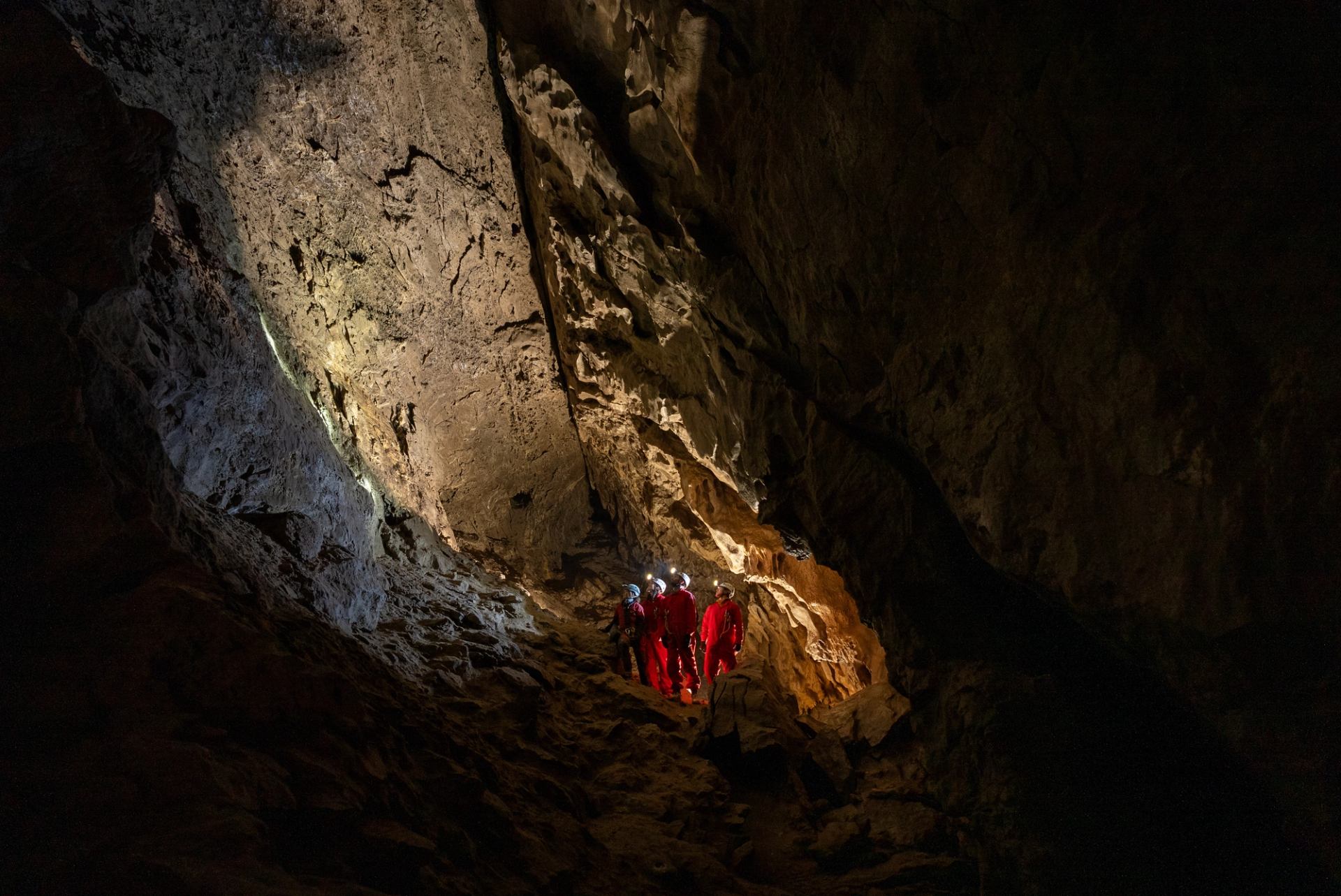 Exploring the caves with Canmore Cave Tours at Rat's Nest Cave. 