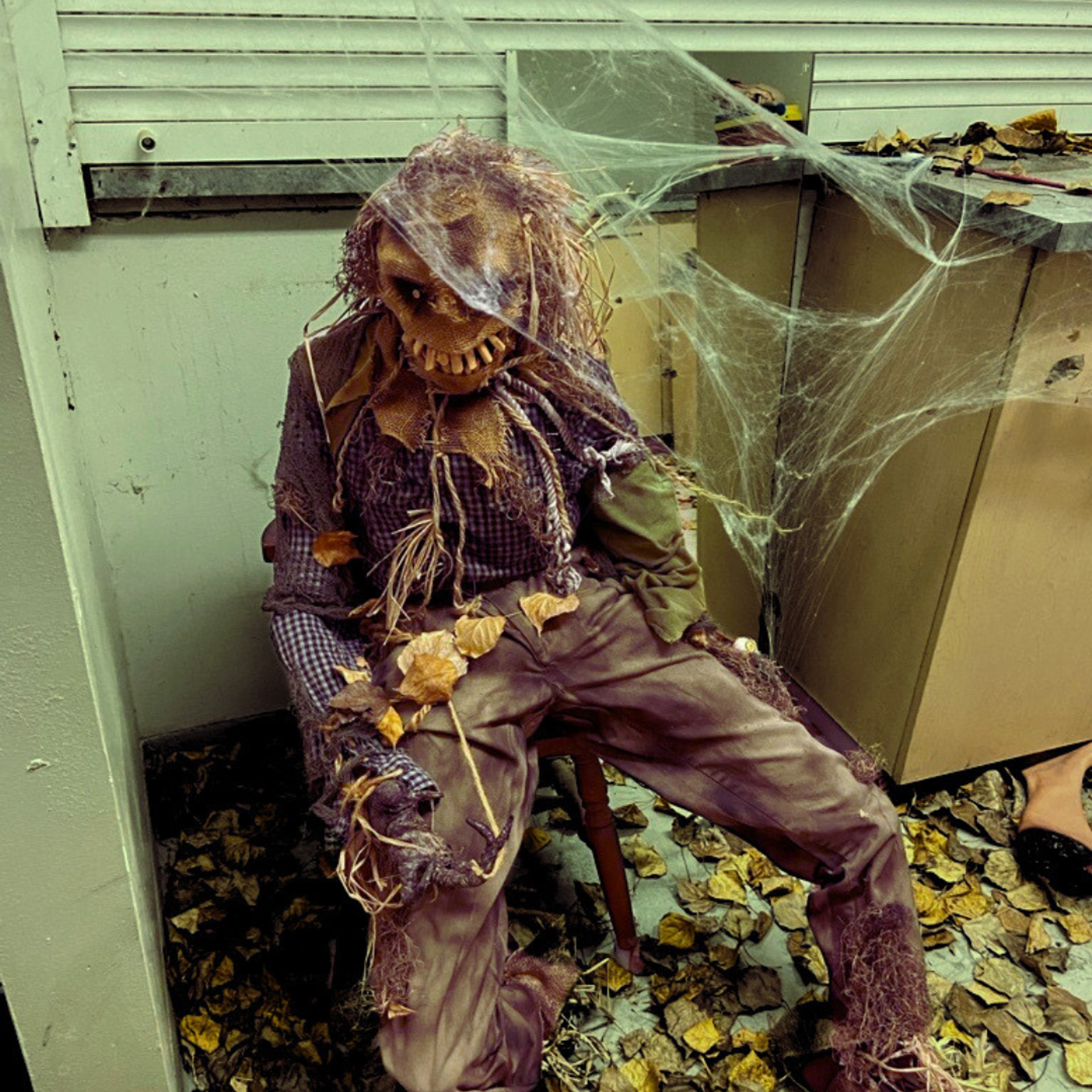 A spooky scarecrow at Sylvan Lake's haunted house.