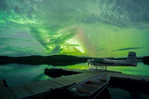 Aurora borealis over Andrew Lake Lodge.