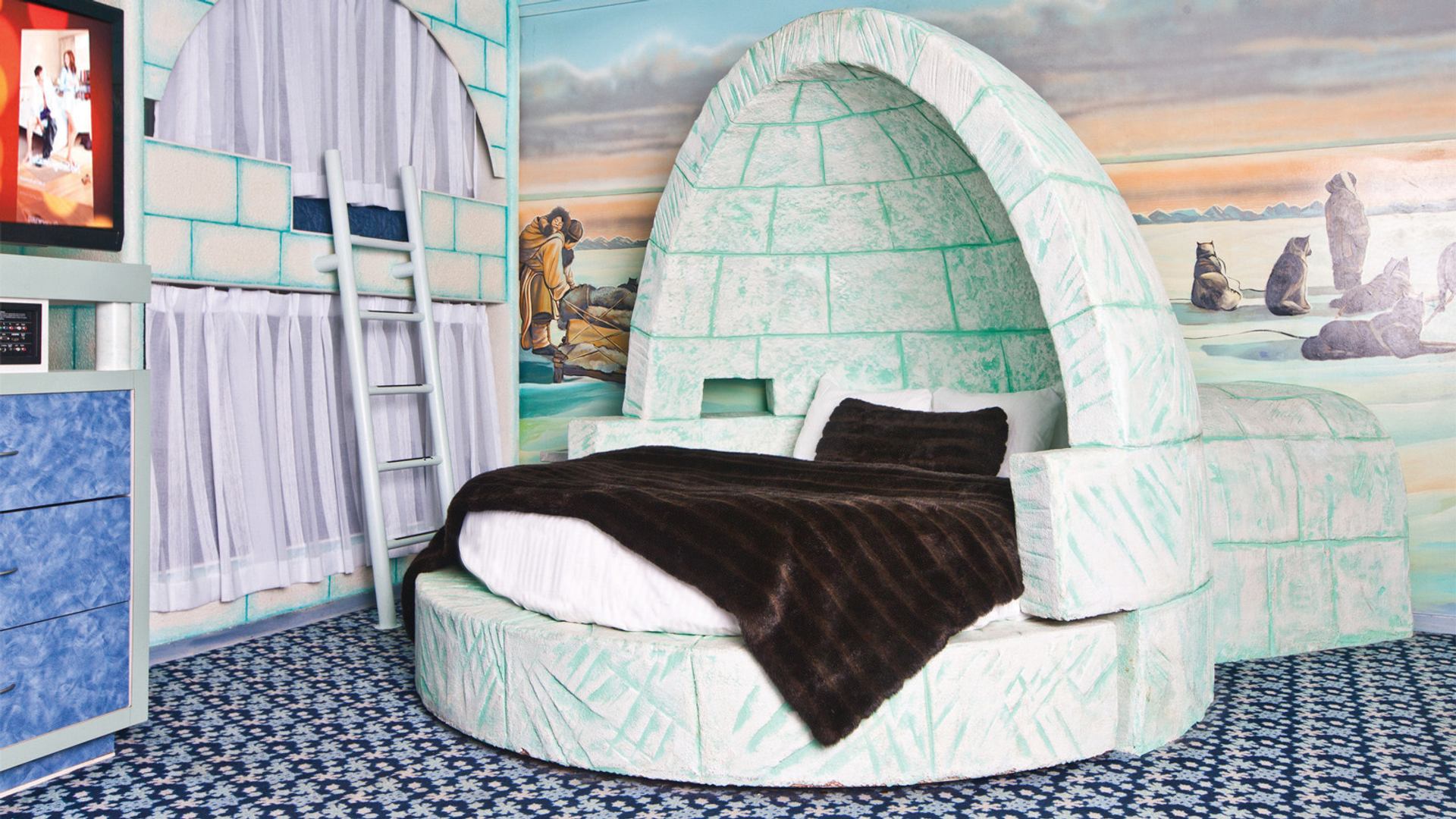 Interior of the igloo luxury-themed room at the Fantasyland Hotel in West Edmonton Mall.