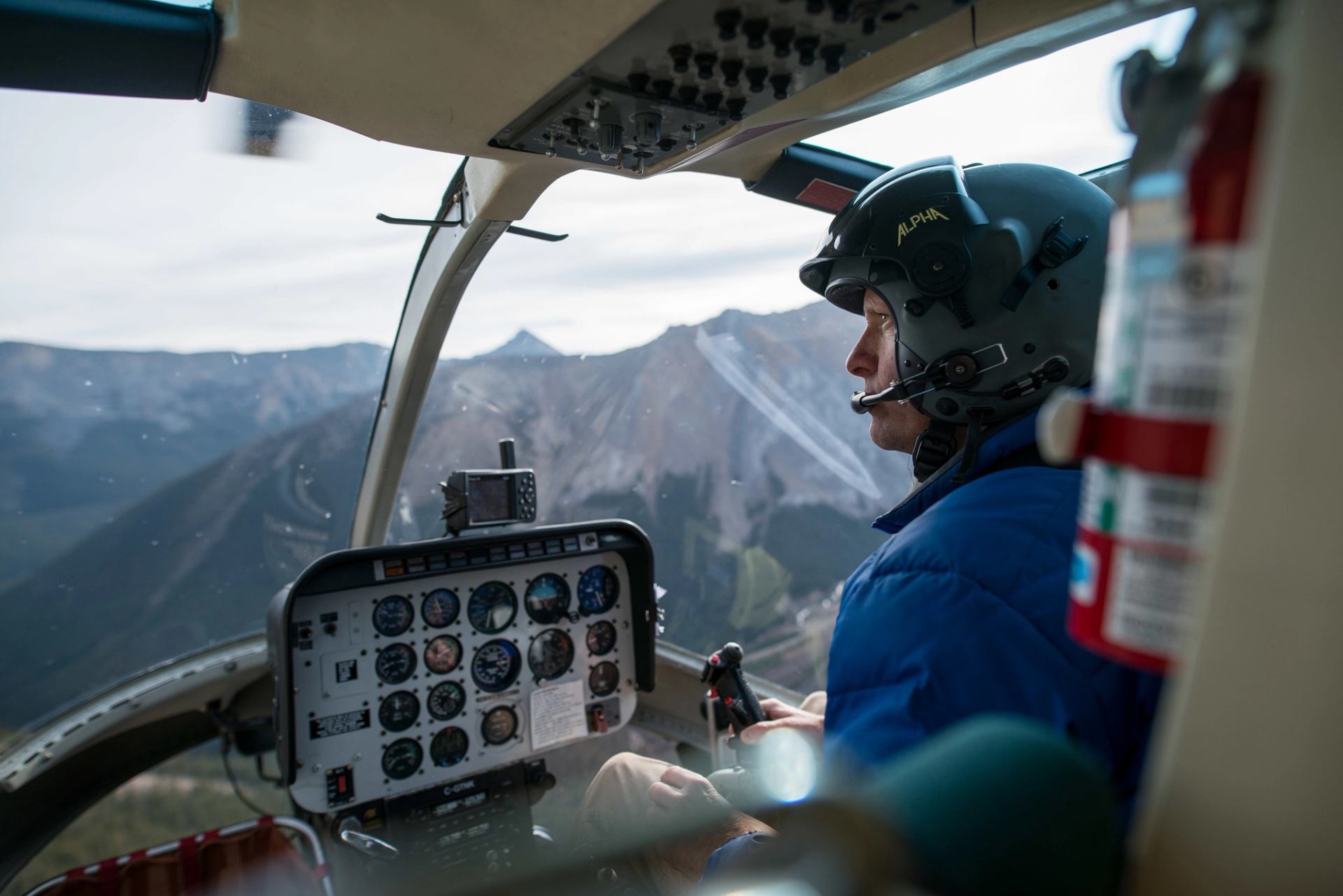 Rockies Heli pilot as seen from back seat