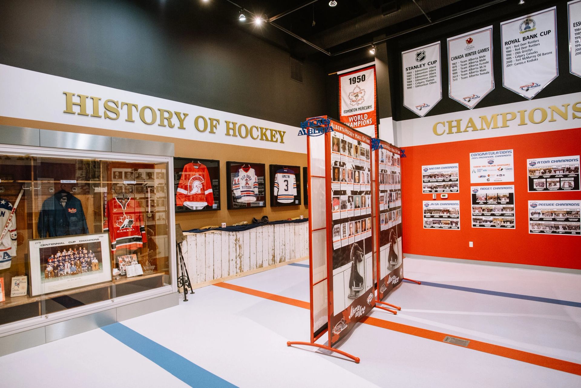 Hockey display at the Alberta Sports Hall of Fame and Museum in Red Deer