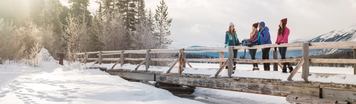 Friends snowshoeing at Pyramid Lake.