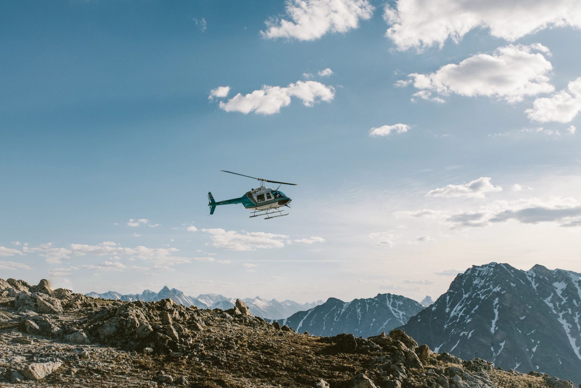 View of the mountains from a helicopter