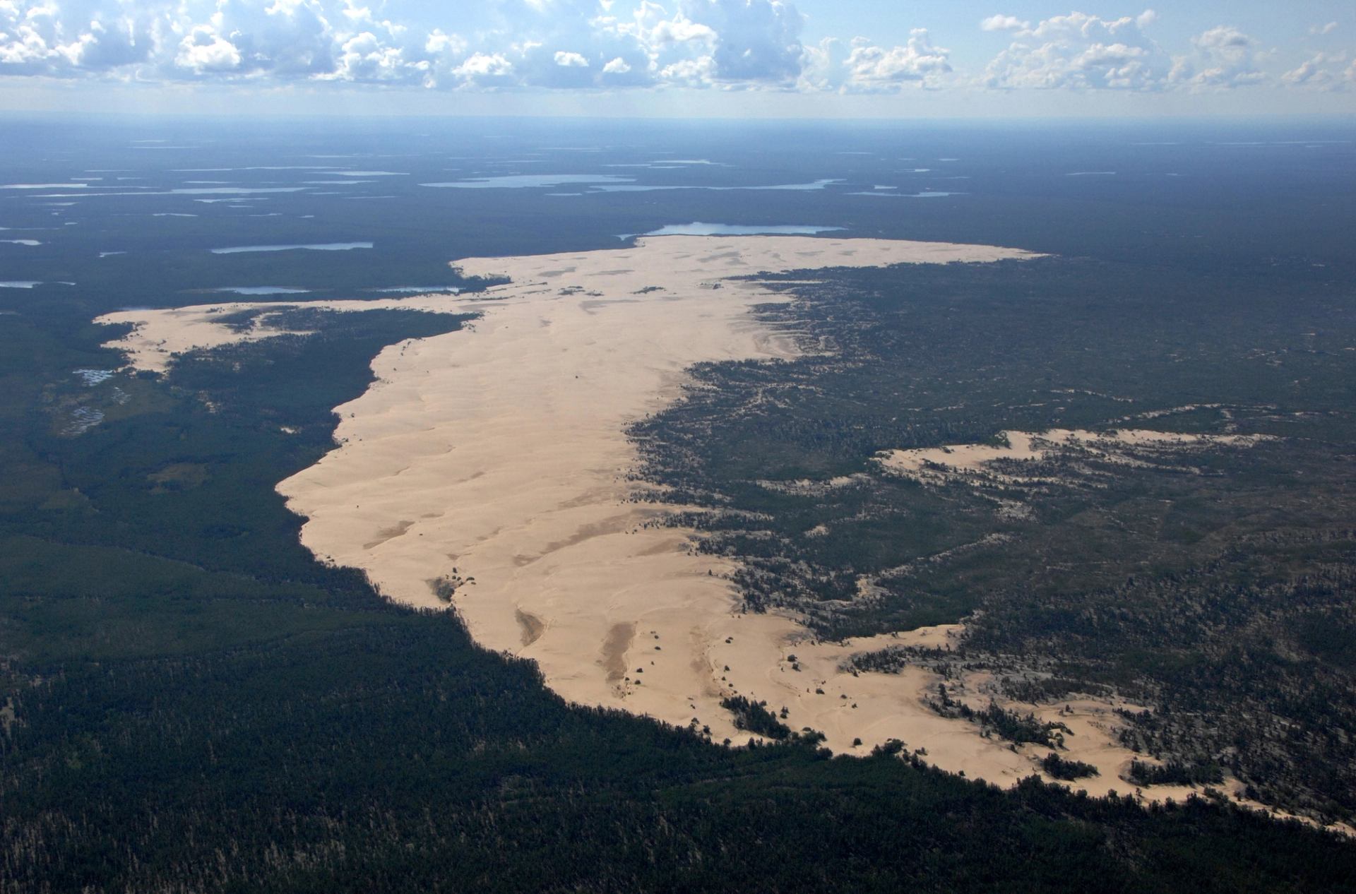 An aerial shot of the Athabasca Dunes Ecological Reserve, near Fort Chipewyan.