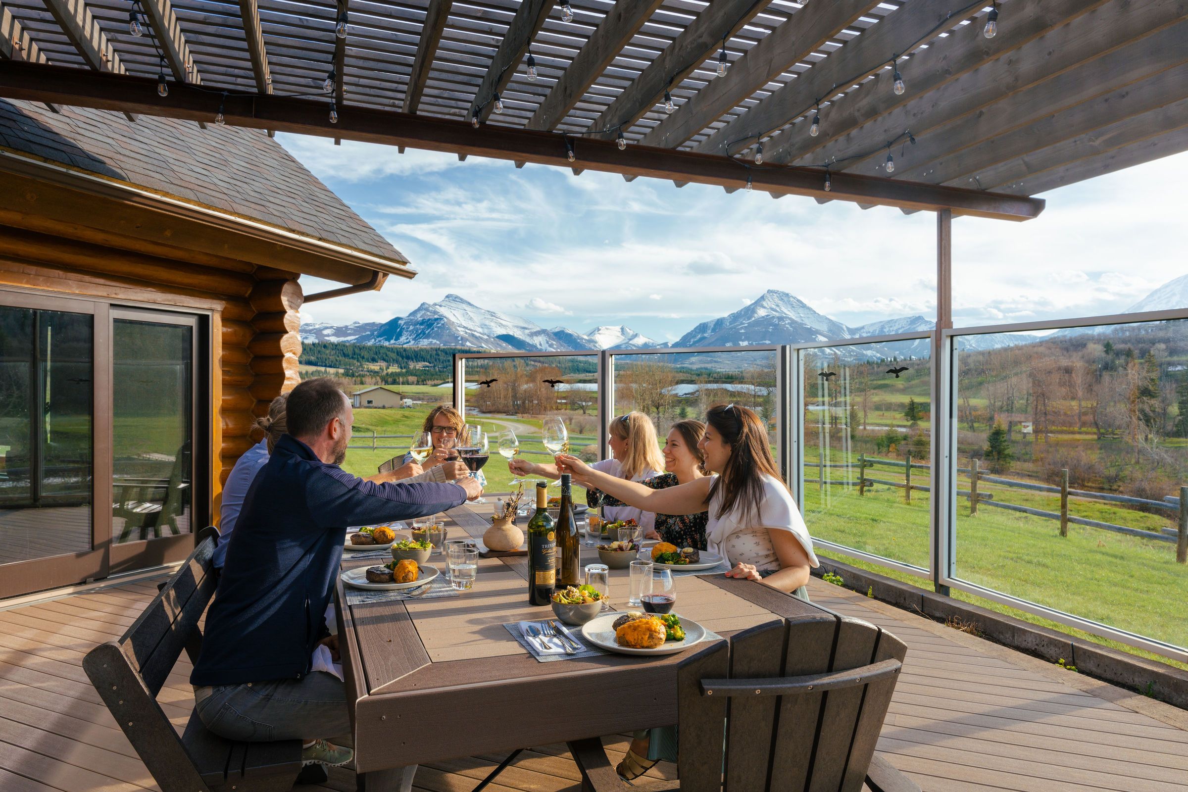 Guests enjoying food at Thanksgiving Ranch.