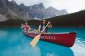2 people canoeing on Moraine Lake.