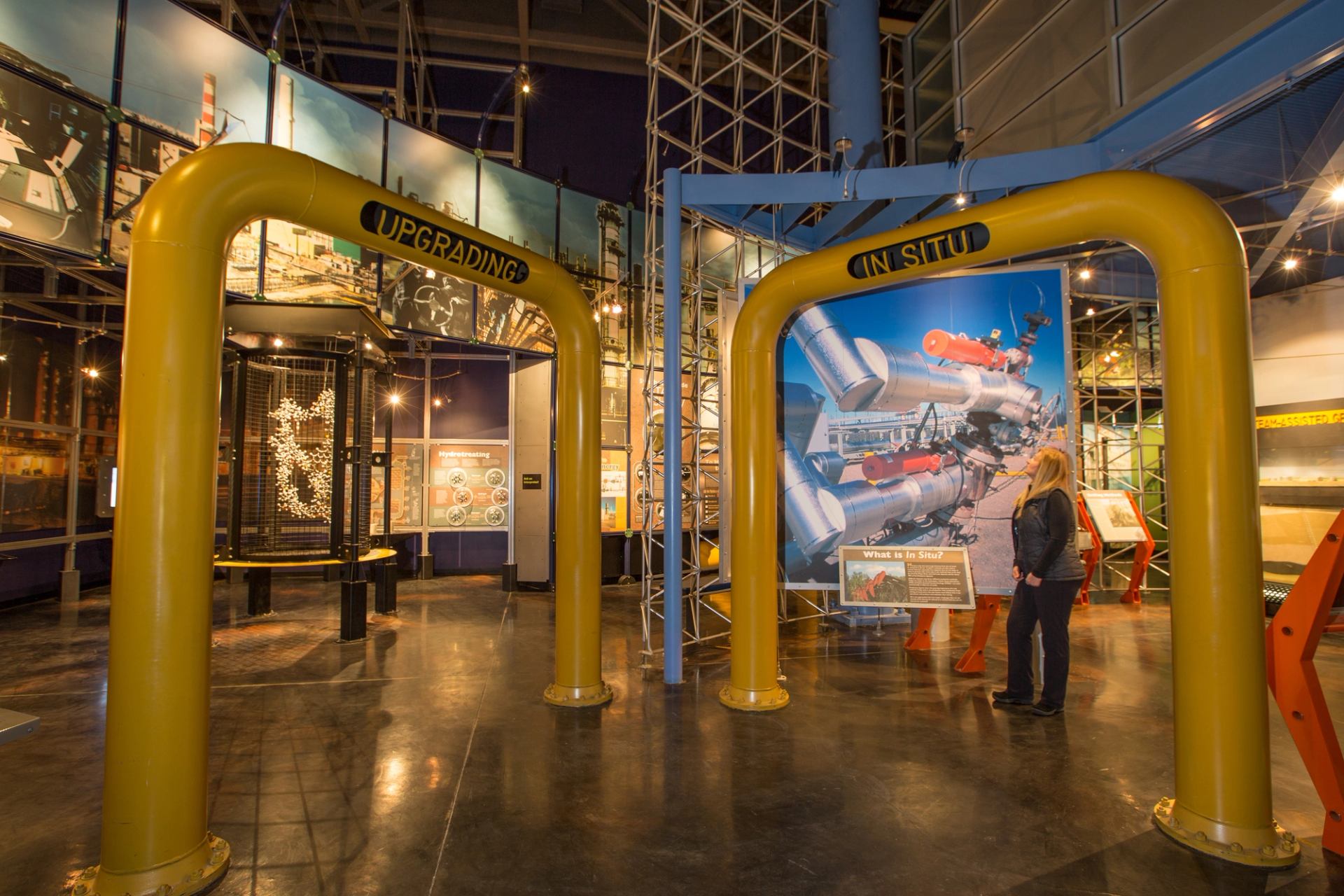 A woman exploring the Oil Sands Discovery Centre in Fort McMurray