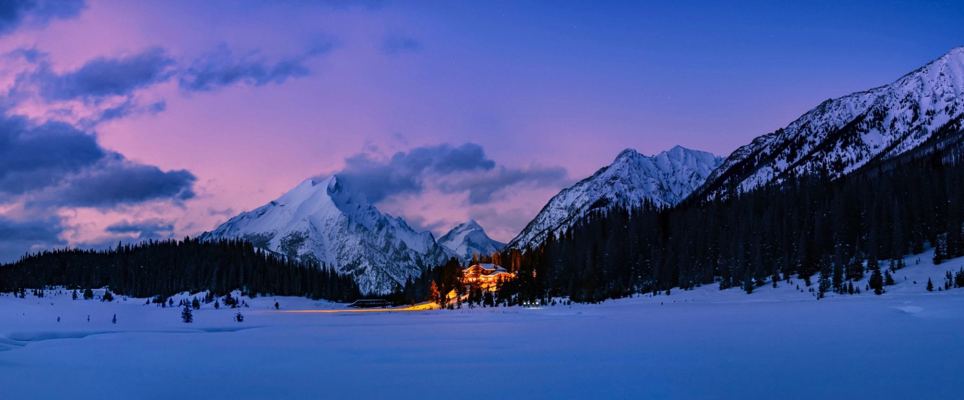 Sunset view of Mount Engadine Lodge