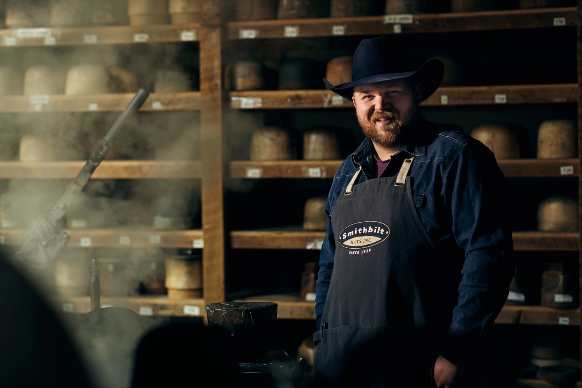 Cody Harrison, hatter production manager at Smithbilt Hats.