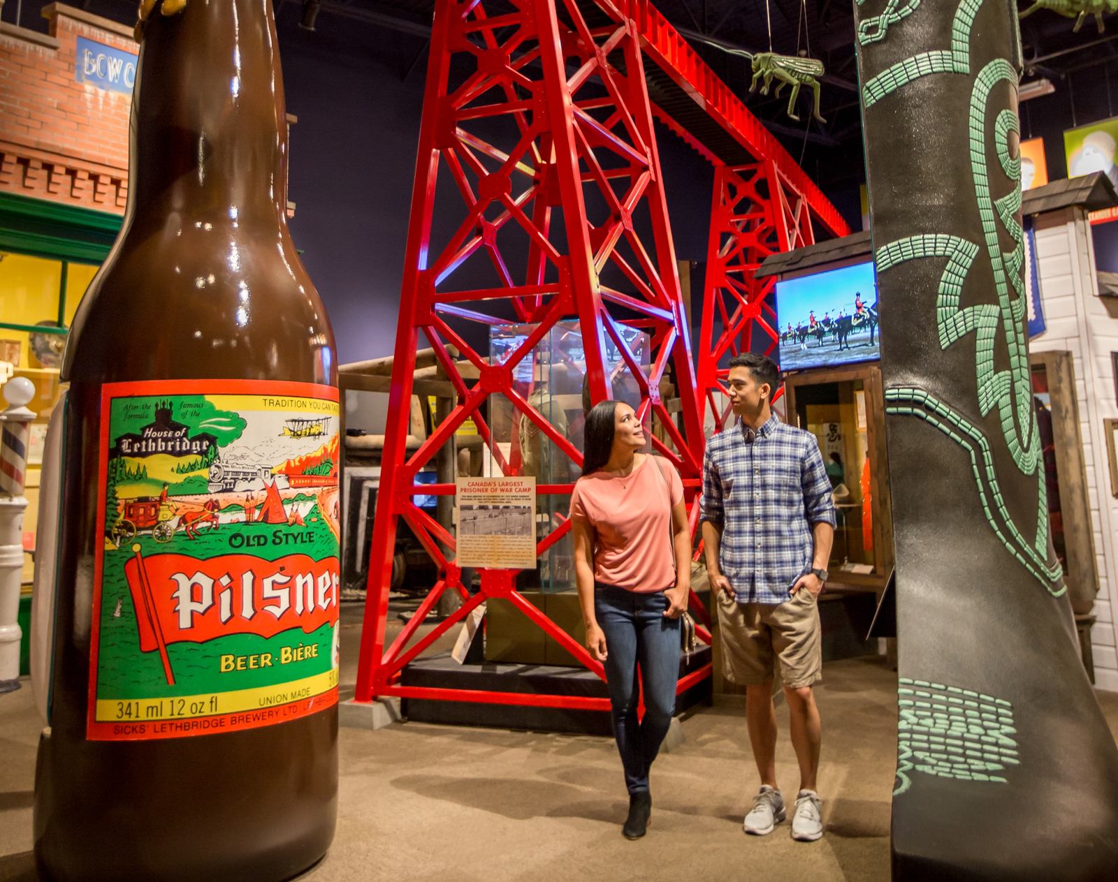 A couple exploring the exhibits at the Galt Musuem in Lethbridge