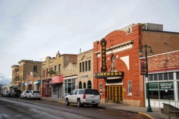 The Empress Theatre and other buildings on Fort Macleod's Main Street.