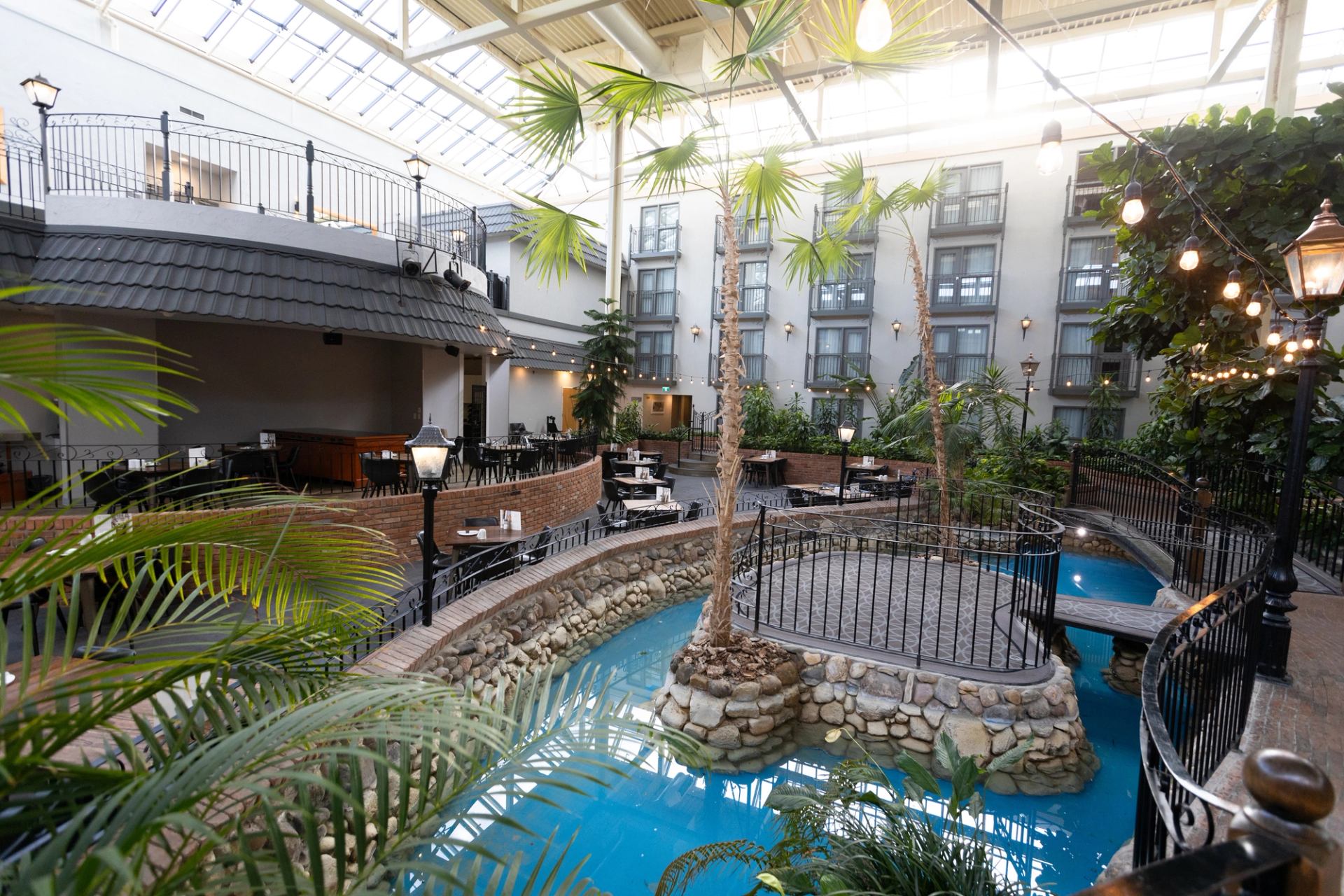 Interior courtyard at the Sandman Signature Lethbridge Lodge in Lethbridge
