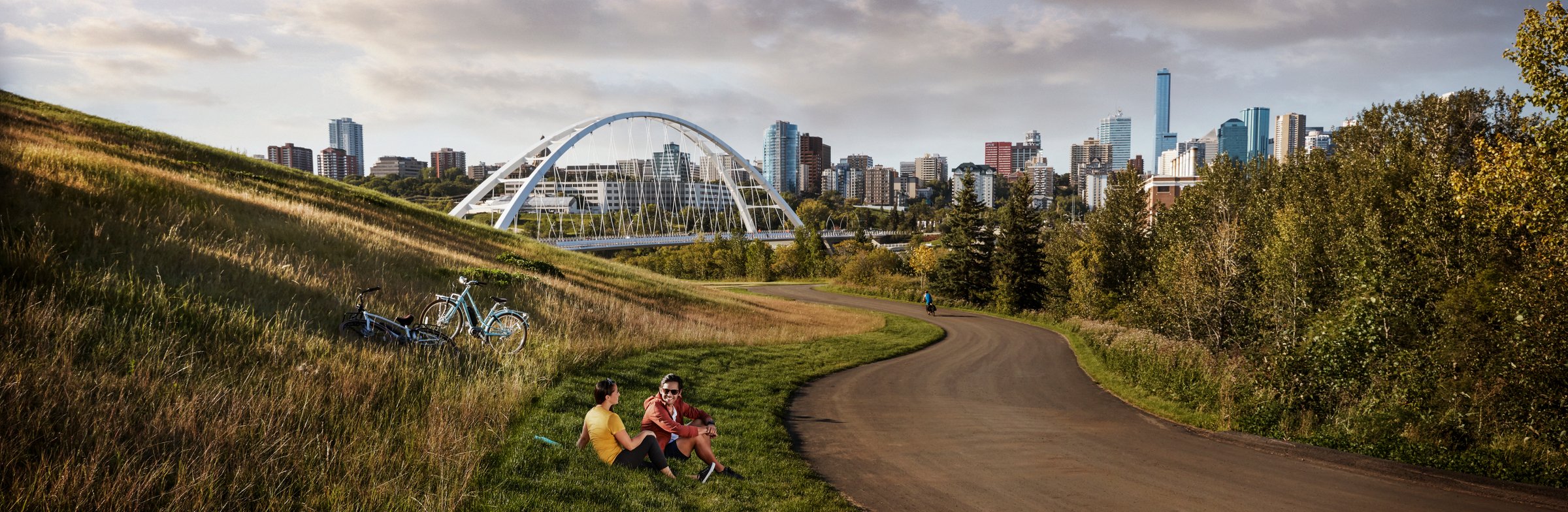 Fireworks over the evening sky in Edmonton.