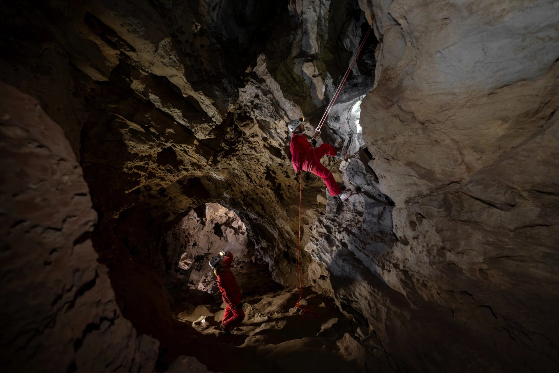 Exploring the caves with Canmore Cave Tours at Rat's Nest Cave.