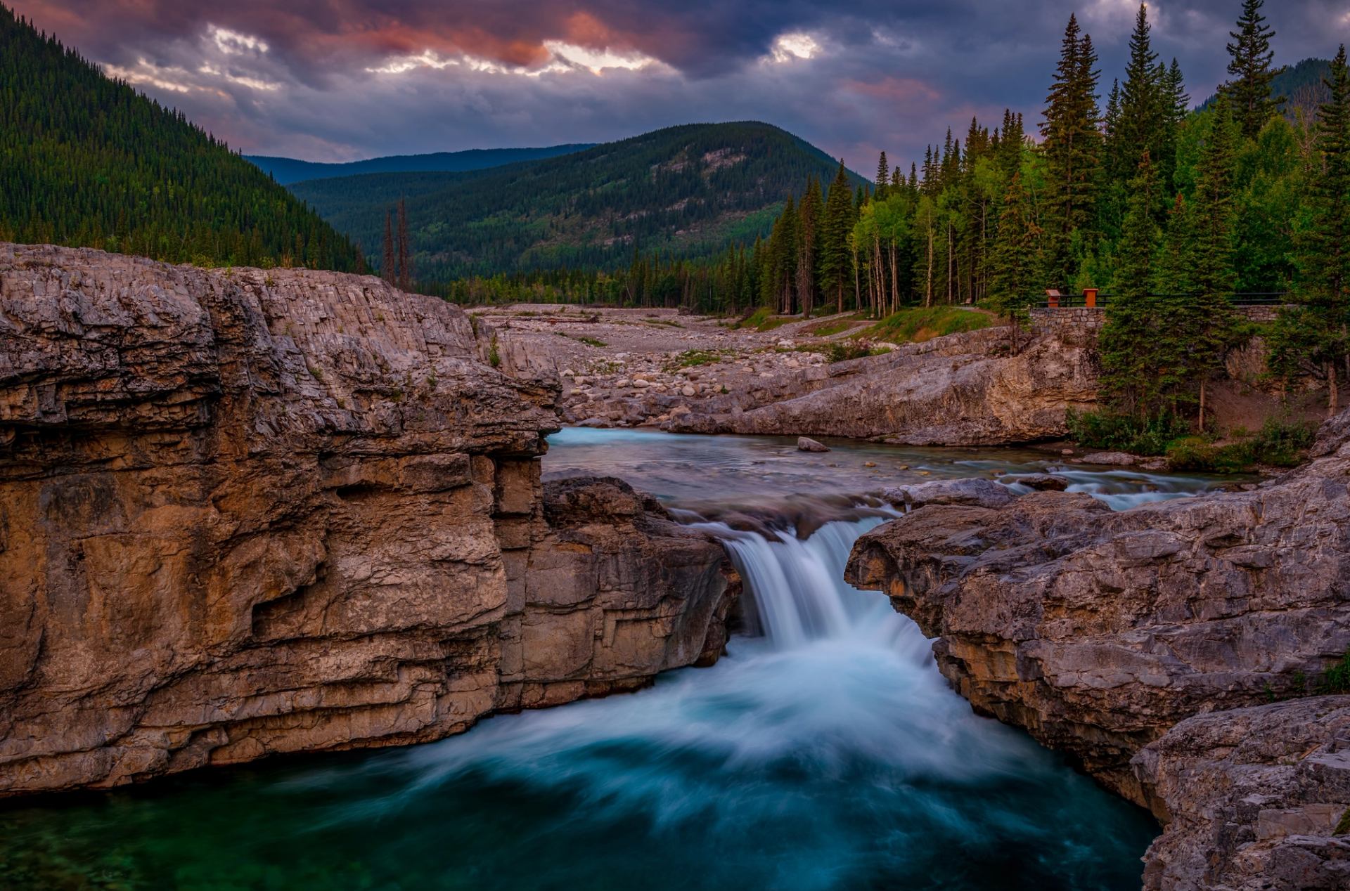 Elbow Falls at Sunset